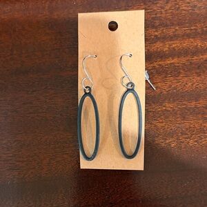 Minimalist Black Oval Drop Earrings